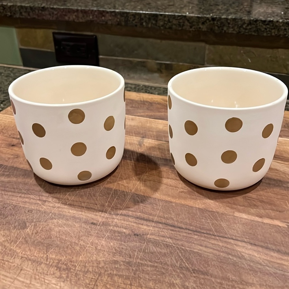 Ivory with gold polka dot vases (2)